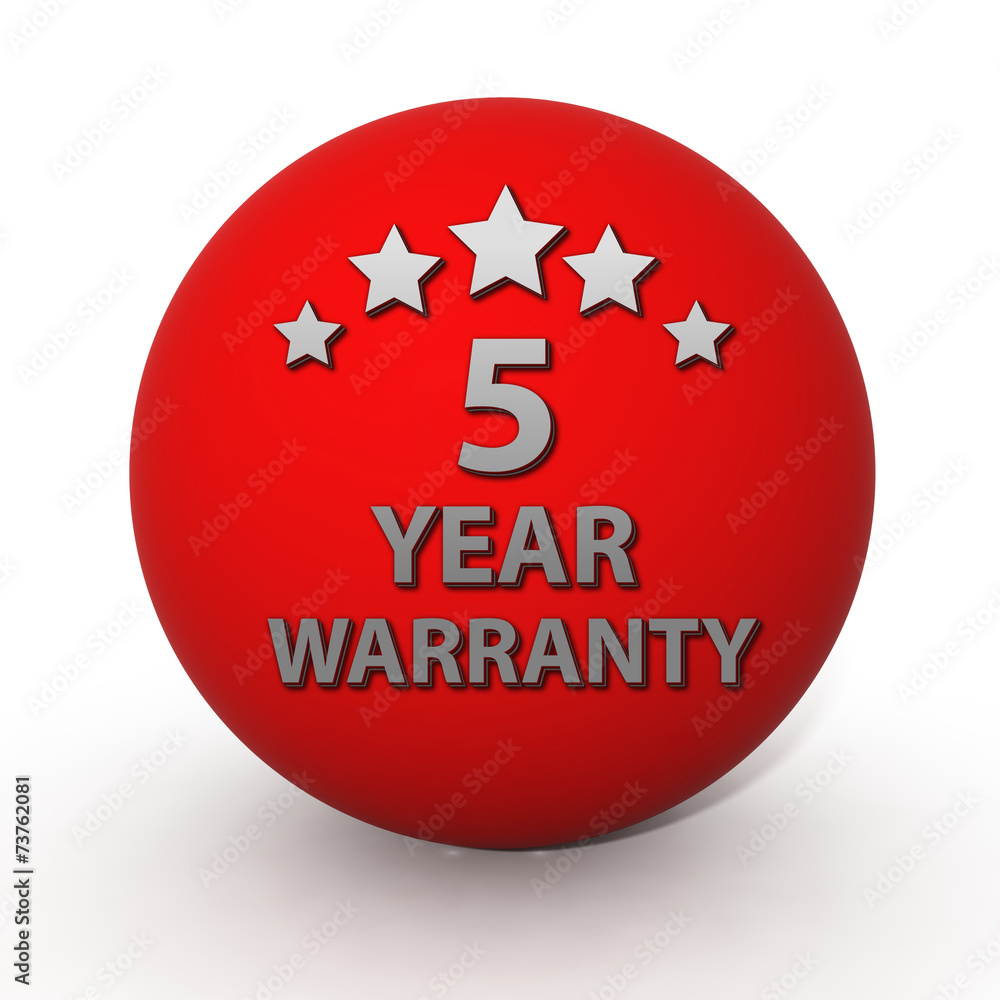 Five year warranty circular icon on white background Five year warranty circular icon on white background