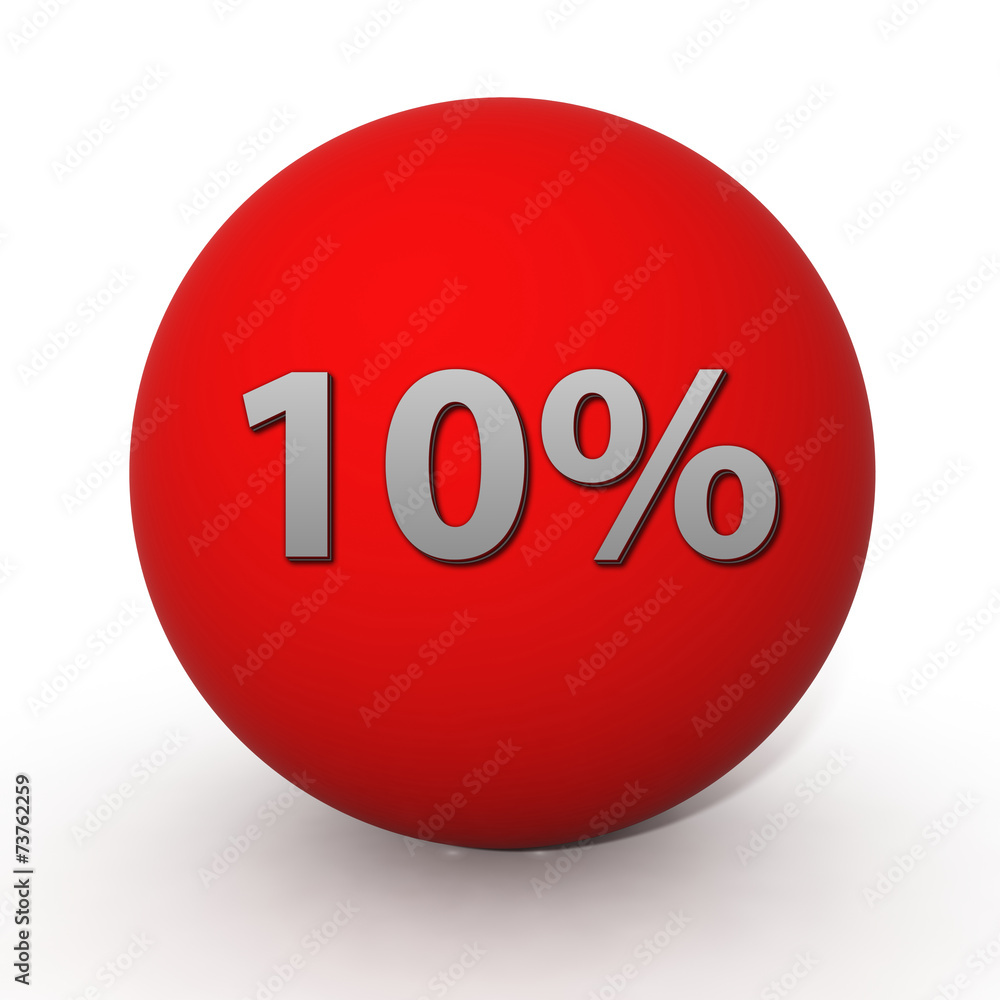 Ten percent circular icon on white background Ten percent circular icon on white background