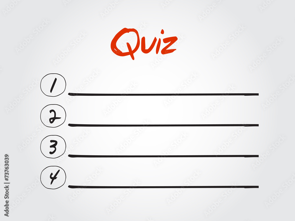 Blank Quiz list, vector concept background Blank Quiz list, vector concept background