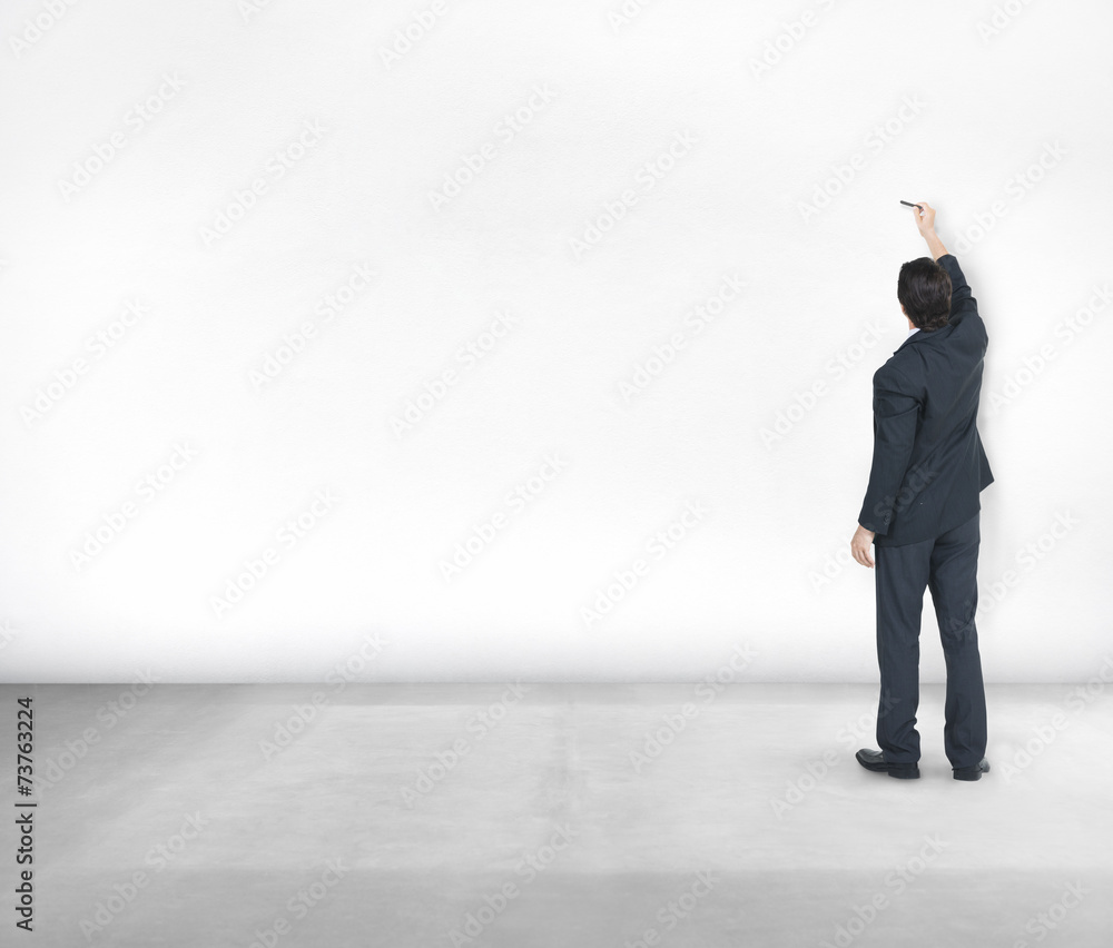 Fototapeta premium Businessman White Wall Ideas Concepts Copy space Concept