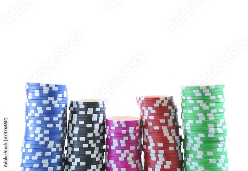 Poker chips isolated on white background..