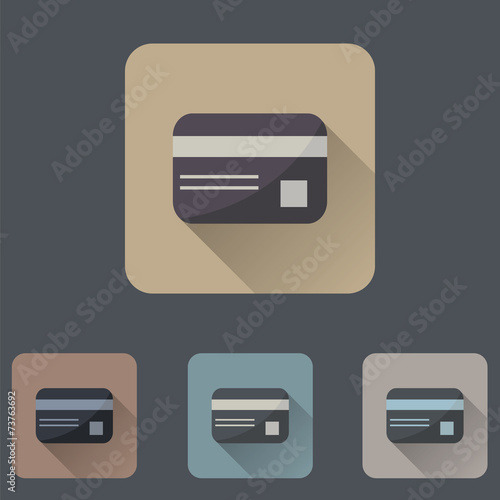 Flat long shadow icon of credit card