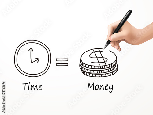 time is money icon drawn by human hand