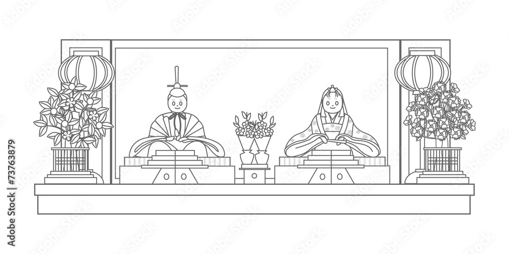 Fototapeta premium 雛人形塗り絵