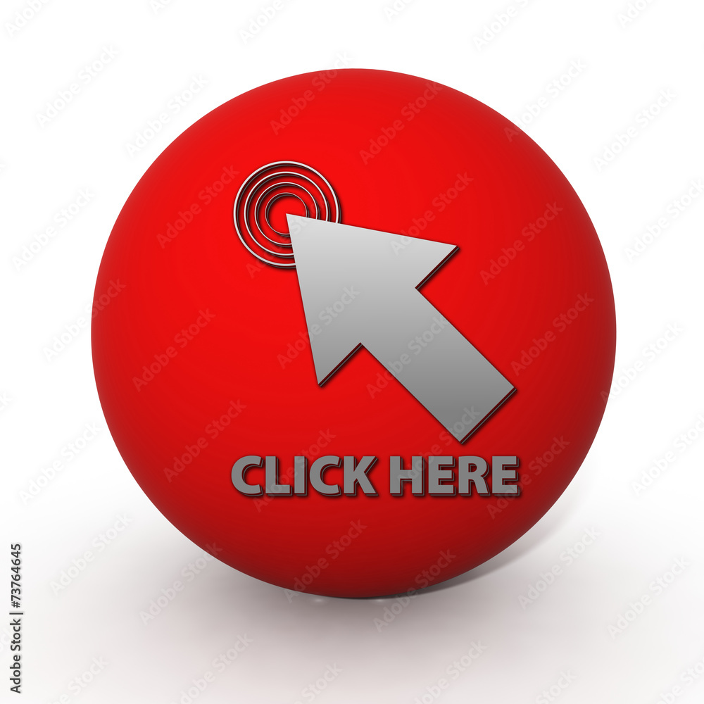 Click here circular icon on white background Click here circular icon on white background