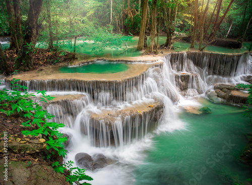 Thailand waterfall in Kanchanaburi  Huay Mae Kamin 