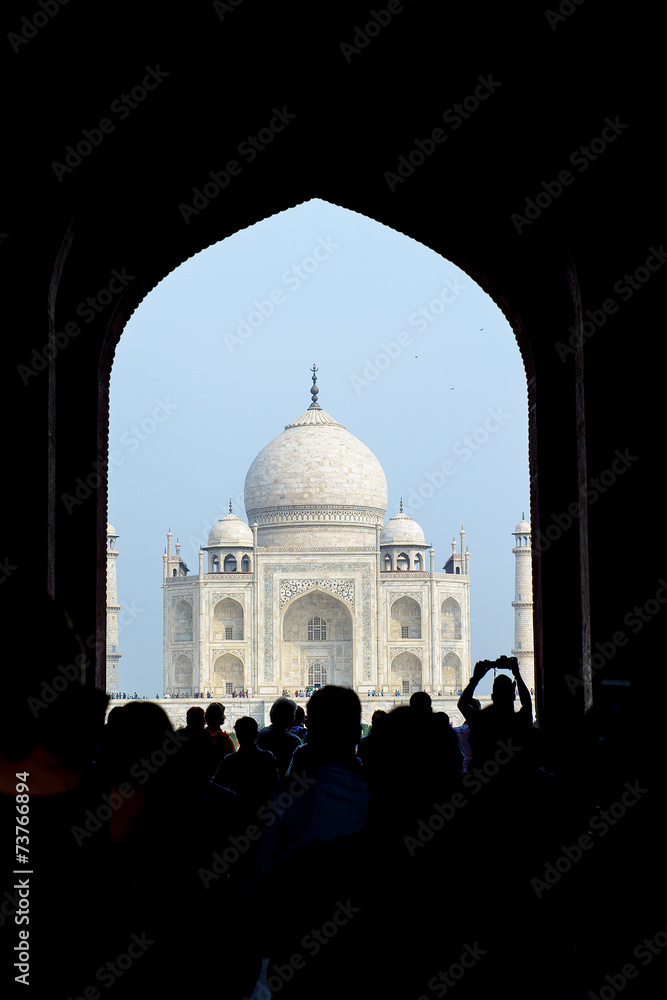 Taj mahal, India. View through arch