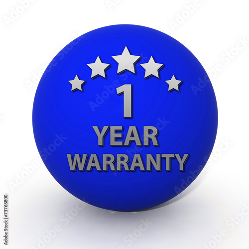 One year warranty circular icon on white background