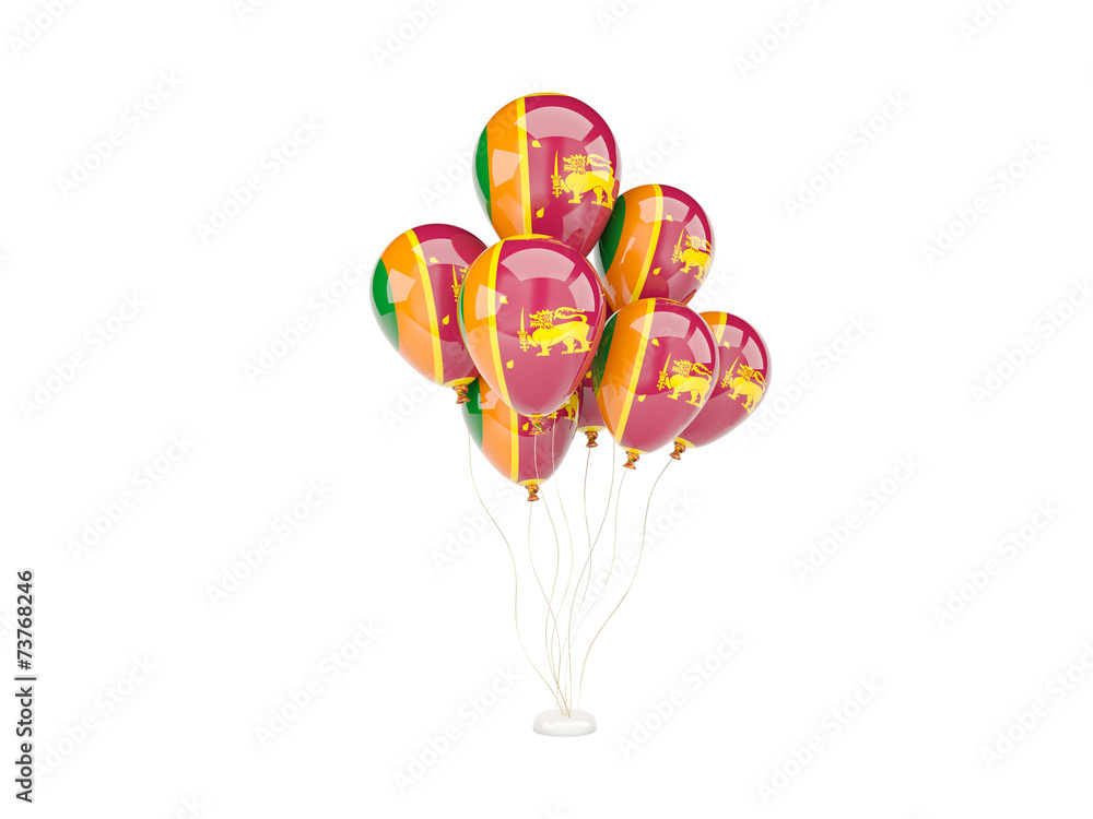 Flying balloons with flag of sri lanka