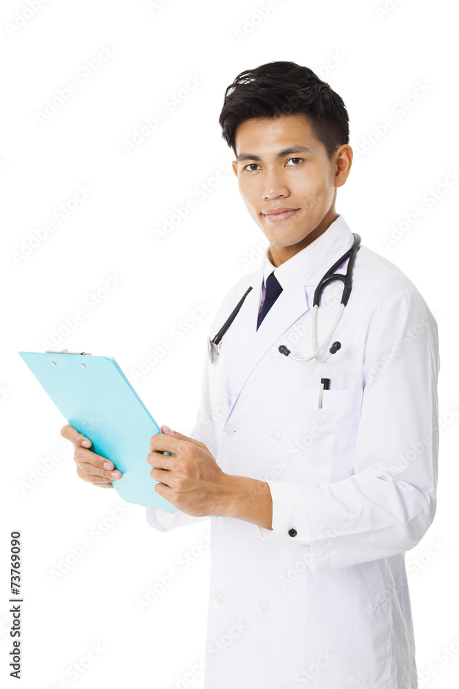asian young doctor holding a clipboard asian young doctor holding a clipboard