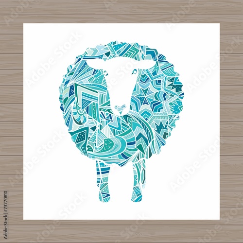 Sheep with New Year ornaments