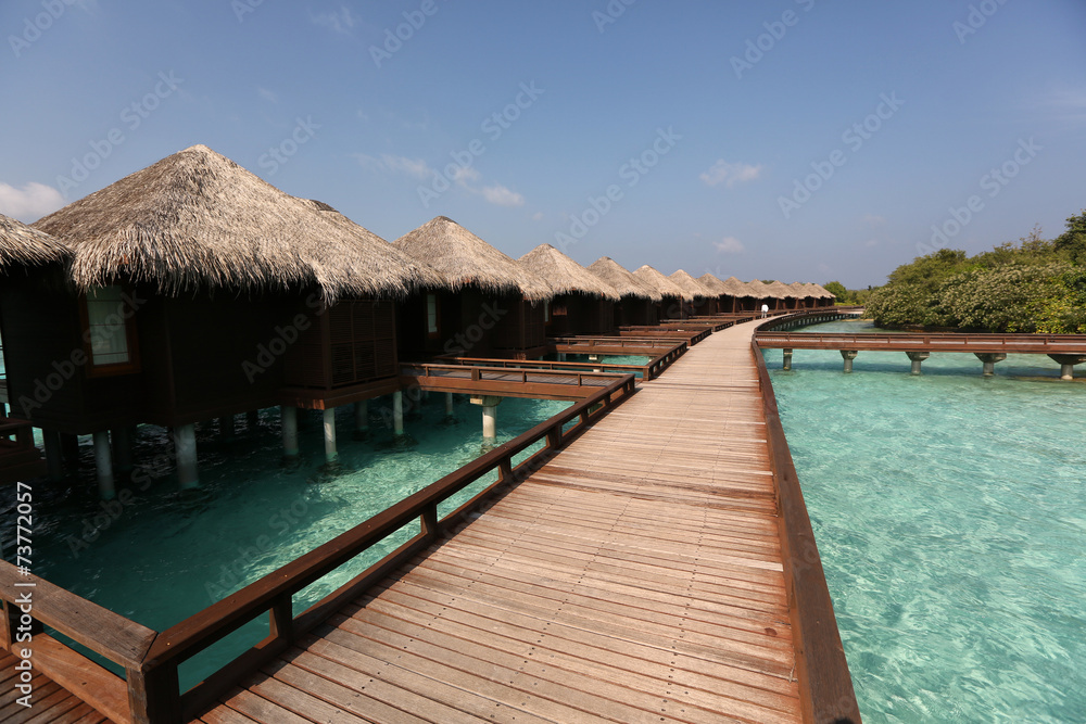 Beautiful wooden houses in Maldives