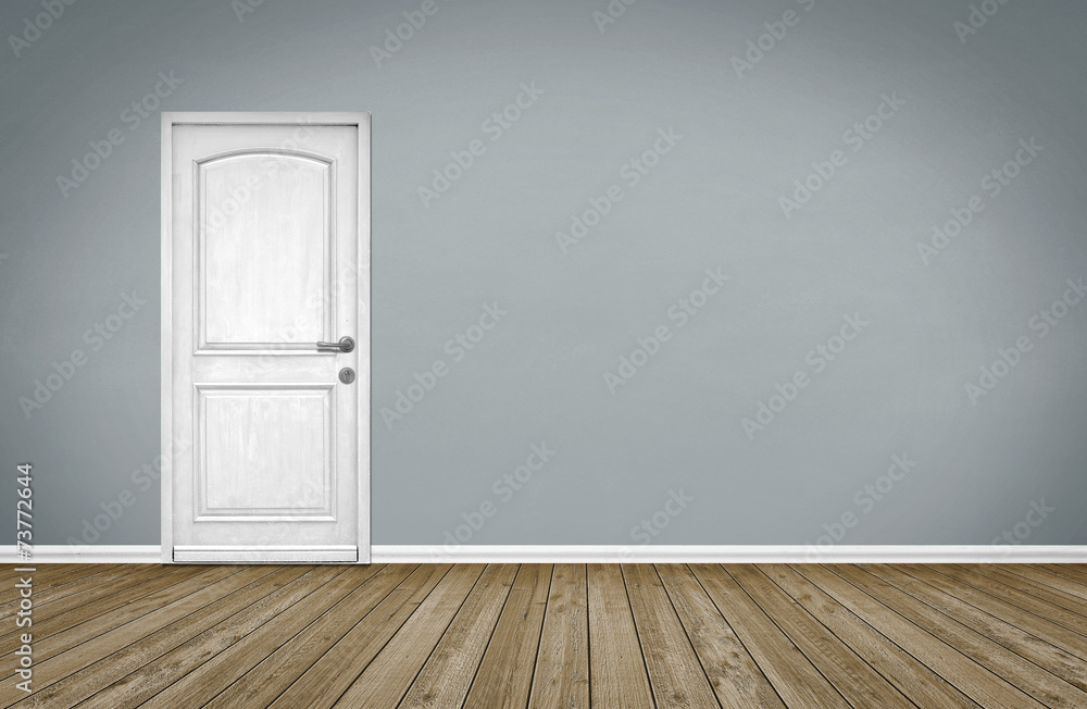 Empty Room / Wooden Floor with Door - obrazy, fototapety, plakaty 