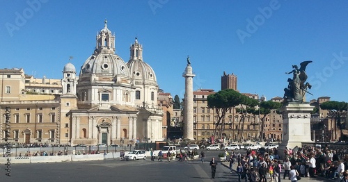 Rom, Panoramablick auf Trajanssaeule und Umgebung