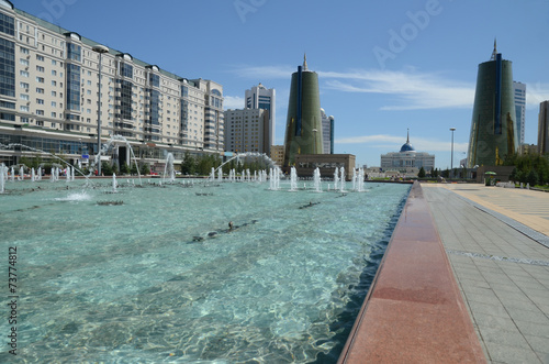 Water Green Boulevard in Astana. symbol of Kazakhstan photo