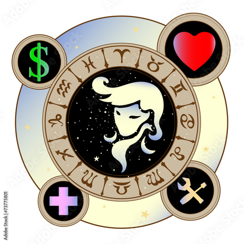signs of the zodiac icons medicine, work, heart, Finance