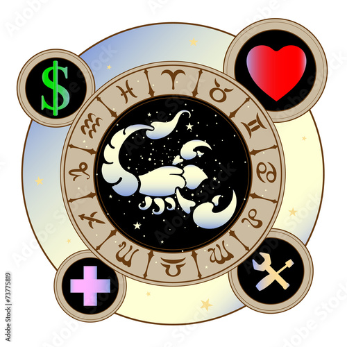 signs of the zodiac icons medicine, work, heart, Finance