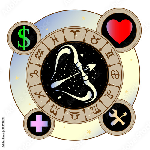 signs of the zodiac icons medicine, work, heart, Finance