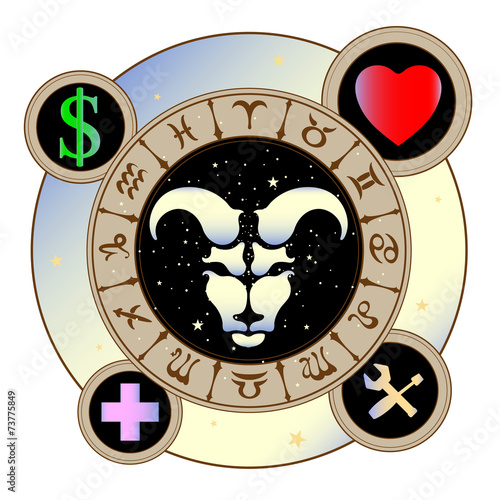 signs of the zodiac icons medicine, work, heart, Finance