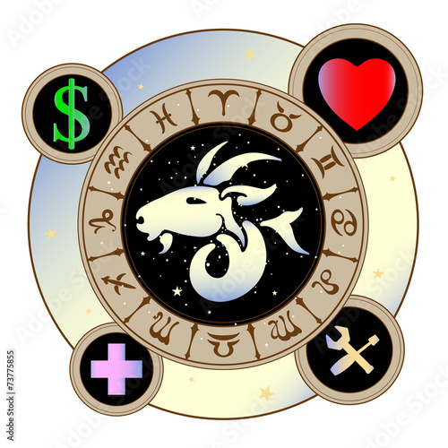 signs of the zodiac icons medicine, work, heart, Finance