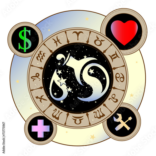 signs of the zodiac icons medicine, work, heart, Finance