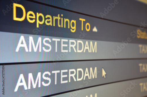 Canvas Print Flight departing to Amsterdam