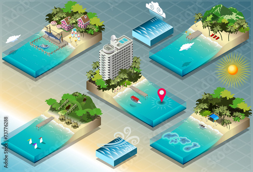 Isometric Tiles of Carribean Holidays