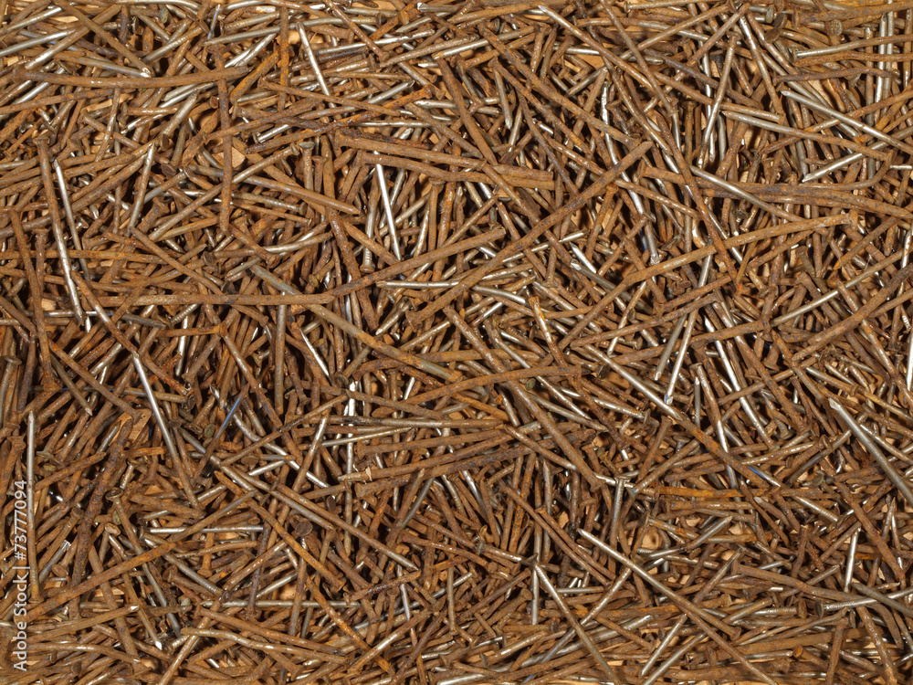 Old rusty nails of different sizes. Old rusty nails of different sizes.