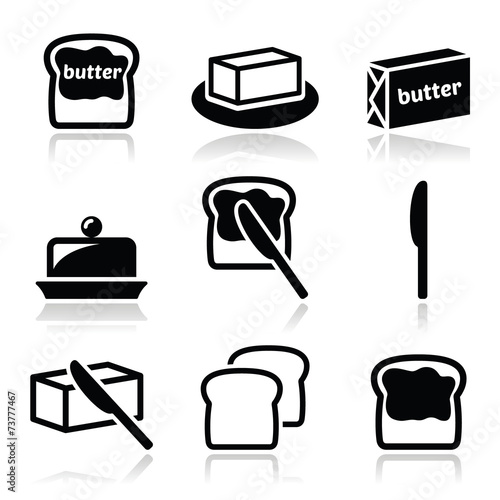 Butter or margarine vector icons set