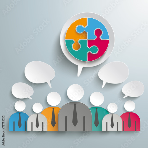 7 Businessmen Speech Bubbles Circle Puzzle PiAd