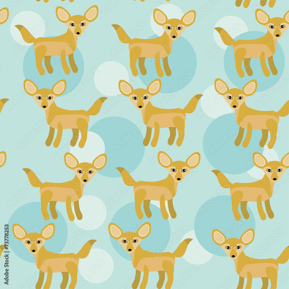 Africa Fennec Fox Seamless pattern with funny cute animal on a Africa Fennec Fox Seamless pattern with funny cute animal on a