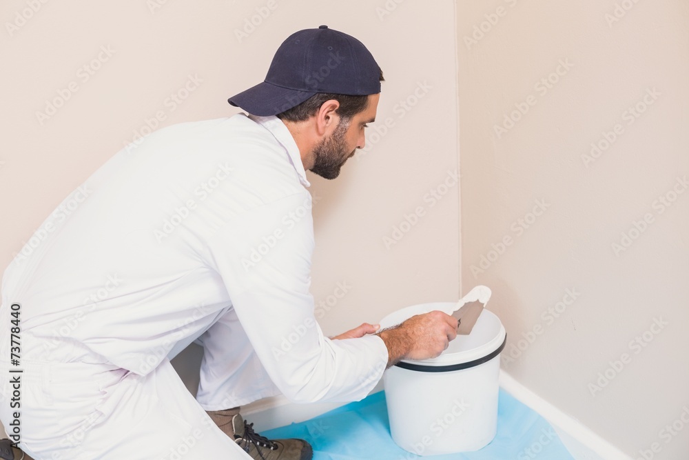 Painter painting the walls white Painter painting the walls white