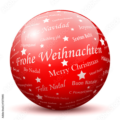 Rote Kugel, Frohe Weihnachten, Grüße, Weihnachtsgrüße, Gruß, 3D