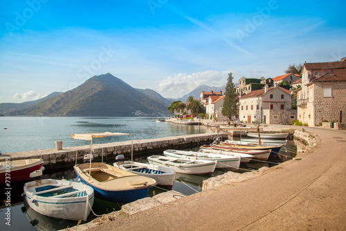 boats and yachts in the harbor  beautiful summer landscape