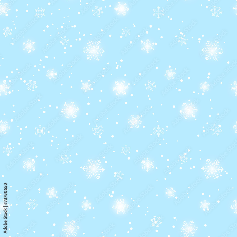 Seamless pattern with white snowflakes
