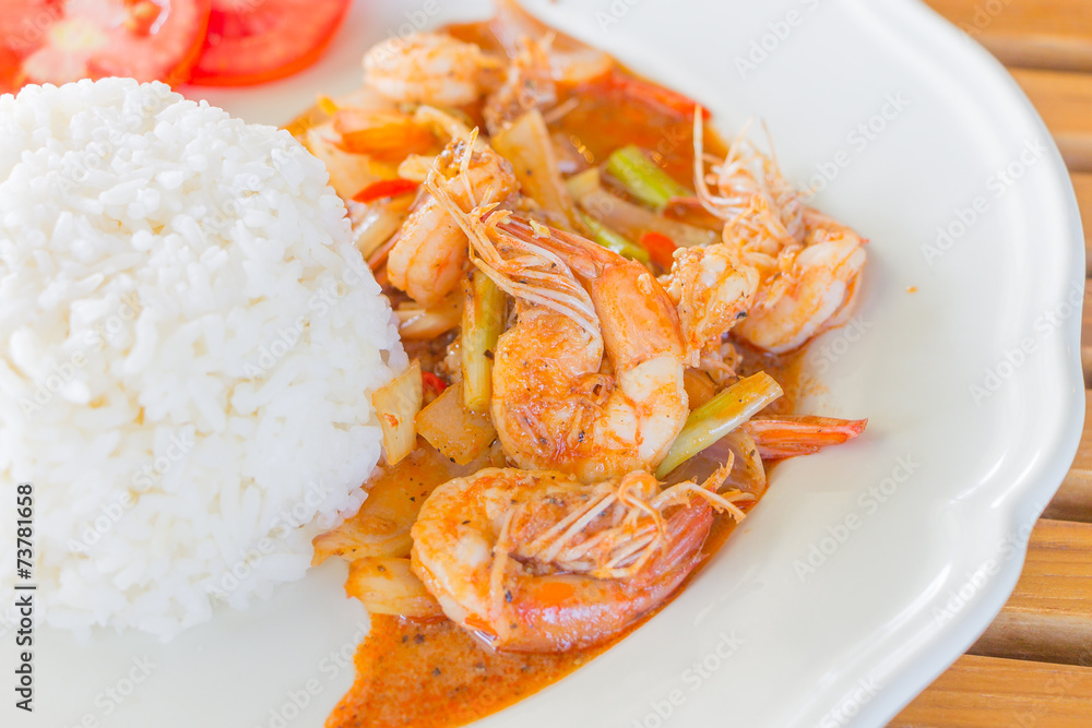 Deep fried prawns with garlic and pepper,Thai food Deep fried prawns with garlic and pepper,Thai food