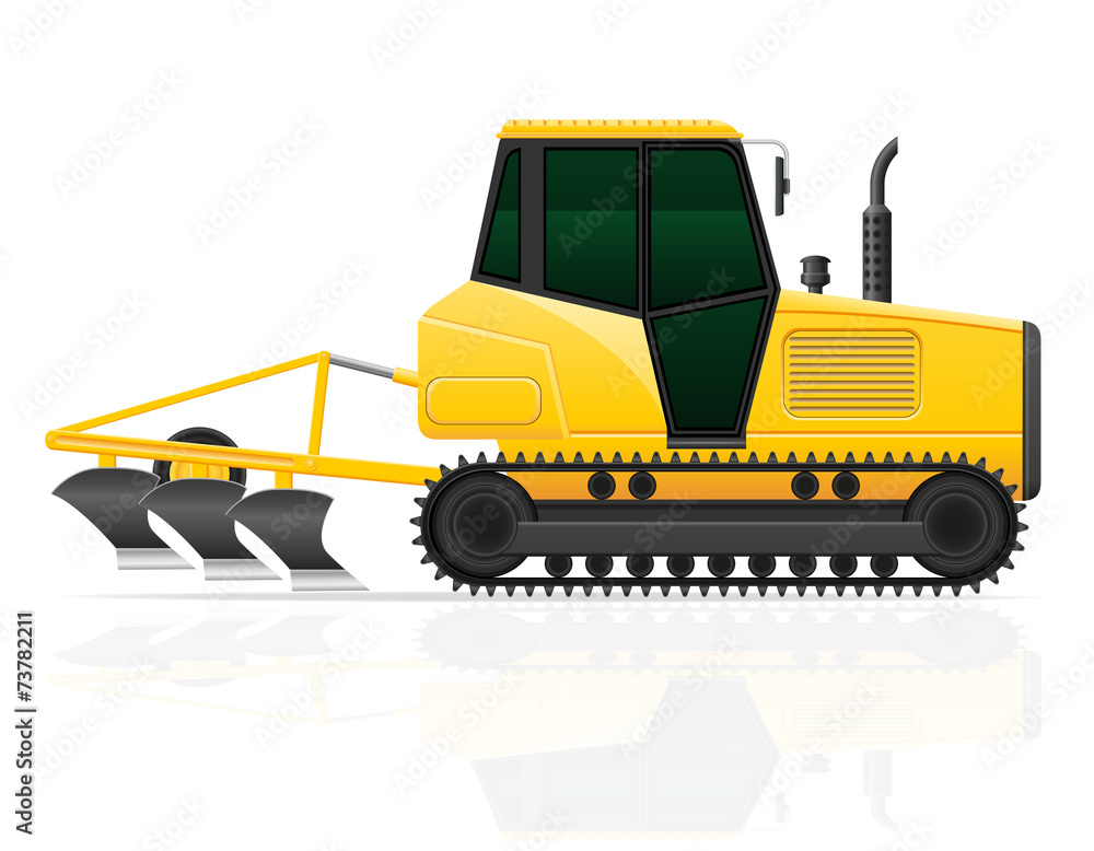 caterpillar tractor with plow vector illustration caterpillar tractor with plow vector illustration