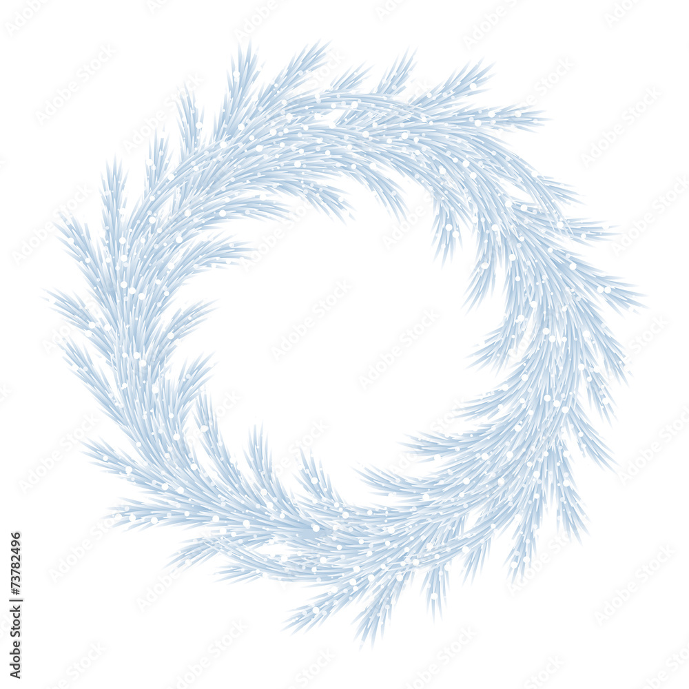 Obraz premium White christmas tree wreath.