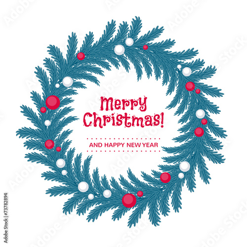 Christmas wreath made of fir tree branches.