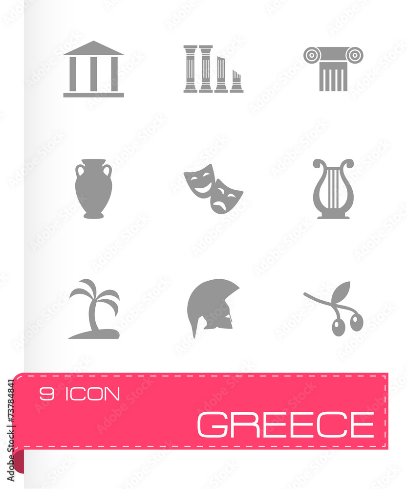 Vector greece icon set - obrazy, fototapety, plakaty 
