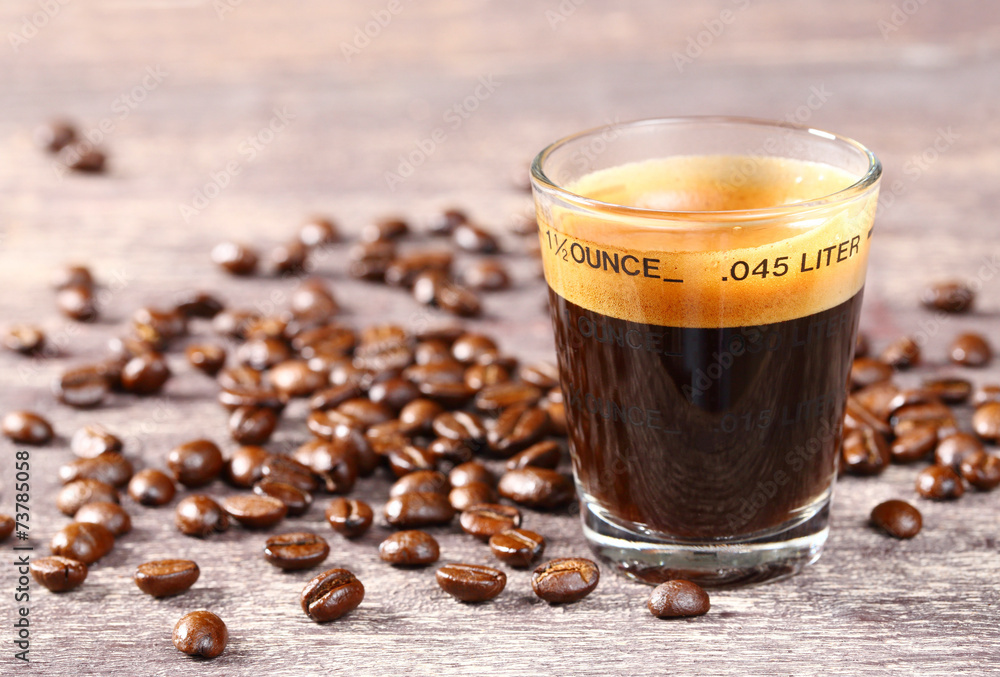 Espresso shot glass with coffee bean Espresso shot glass with coffee bean