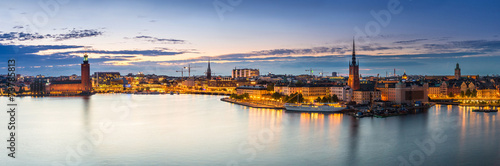 Scenic summer night panorama of  Stockholm  Sweden