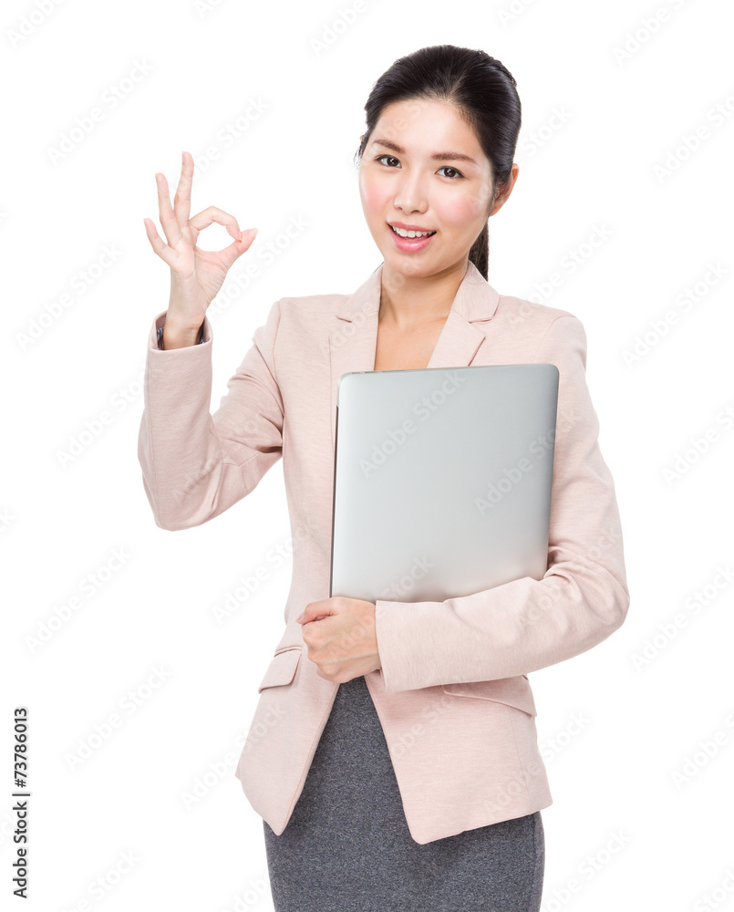 Businesswoman with ok sign Businesswoman with ok sign