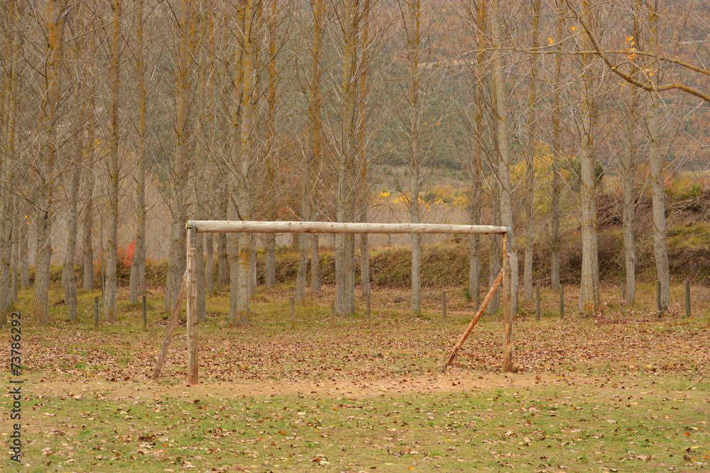 campo de futbol en otoño