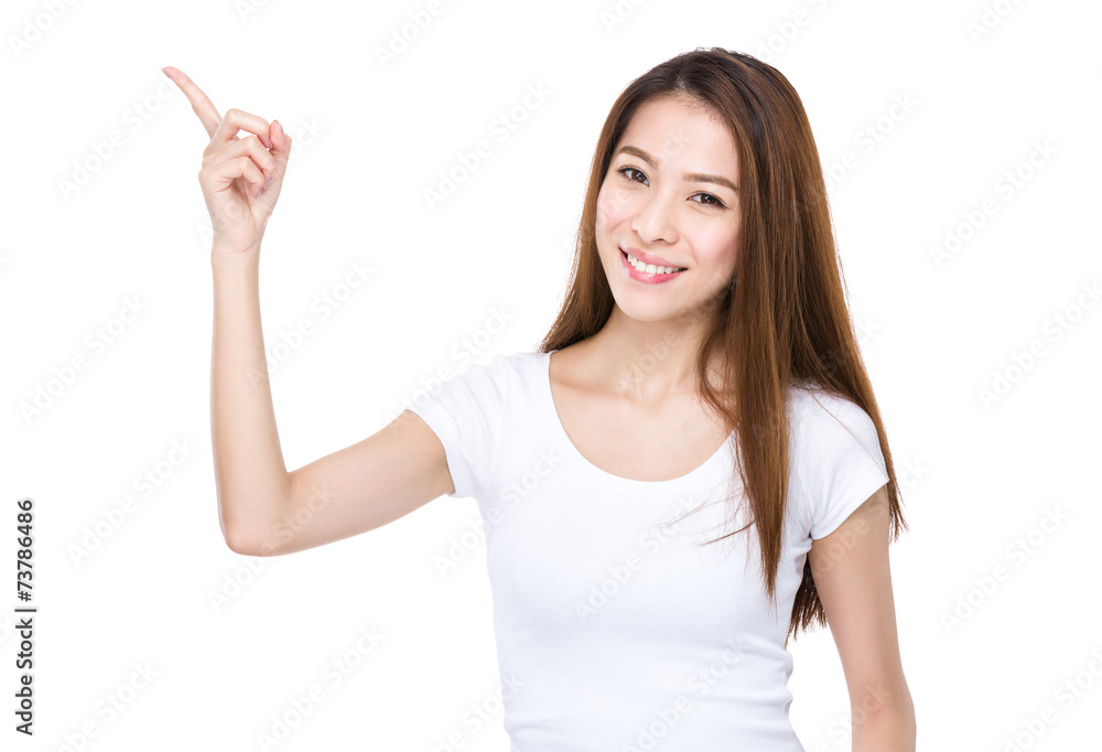 Asian Woman with finger point up Asian Woman with finger point up