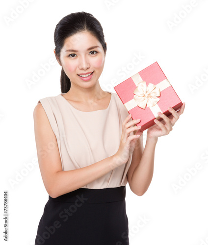 Woman with gift box