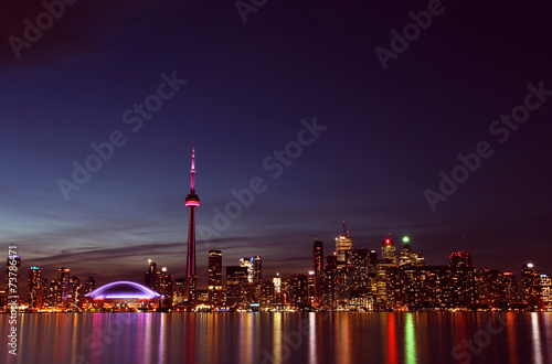 City scape at night of Toronto, Canada