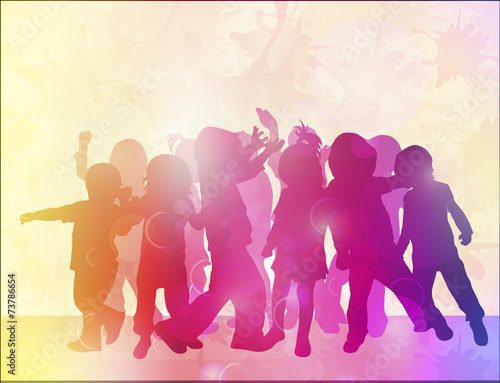 Dancing children silhouettes