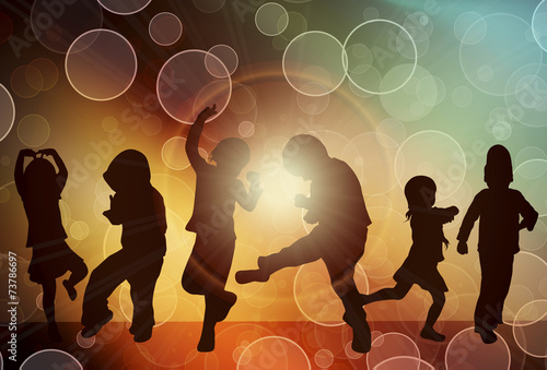 Dancing children silhouettes