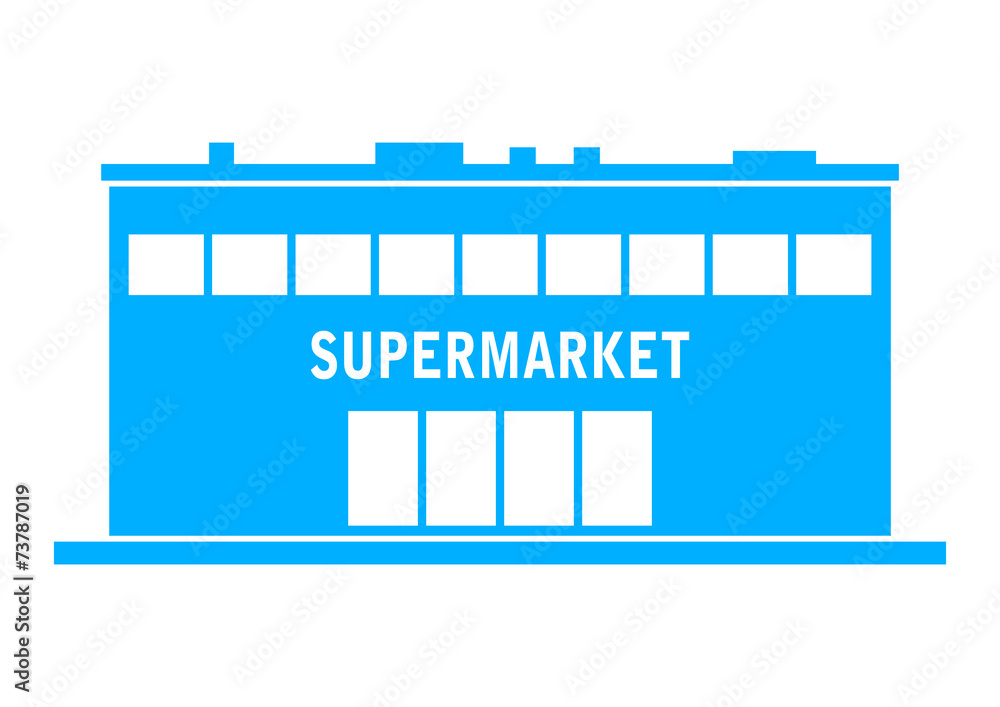 Blue supermarket icon on white background Blue supermarket icon on white background